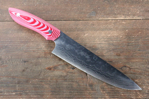 Takeshi Saji Coreless Finition en miroir Gyuto  180mm Micarta rouge et blanc (style Nomura) Manipuler - japanny-FR