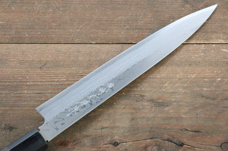 Hideo Kitaoka (Pour les gauchers) Acier Blanc No.2 Damas Yanagiba  210mm Shitan Manipuler - japanny-FR