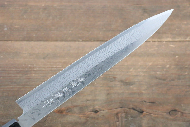 Hideo Kitaoka (Pour les gauchers) Acier Blanc No.2 Damas Yanagiba  210mm Shitan Manipuler - japanny-FR