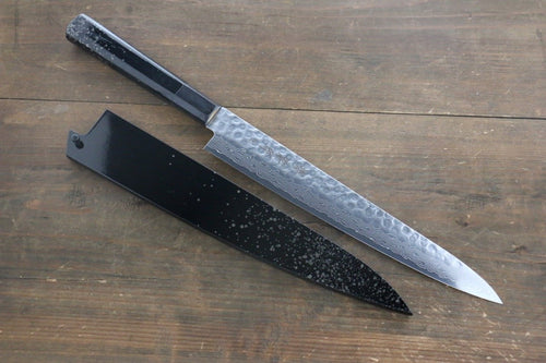 Sakai Takayuki AUS10 45 Couche de Damas Martelé Sujihiki  240mm Points d'argent laqués Manipuler Avec gaine - japanny-FR