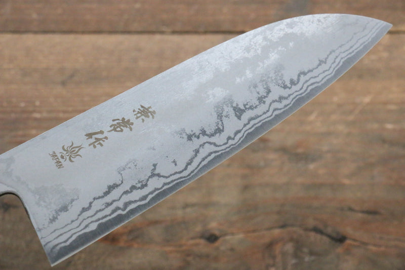 Kanetsune Acier Bleu No.2 Damas Santoku  165mm Shitan Manipuler - japanny-FR