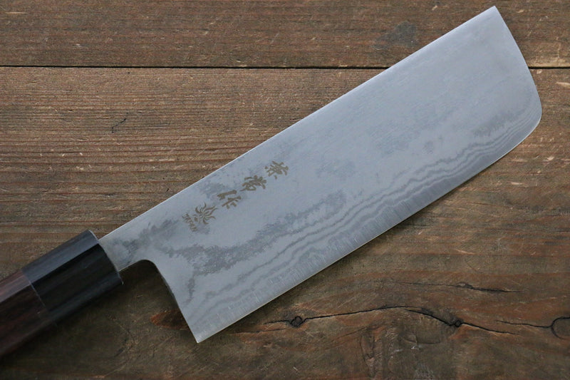 Kanetsune Acier Bleu No.2 Damas Nakiri  165mm Shitan Manipuler - japanny-FR