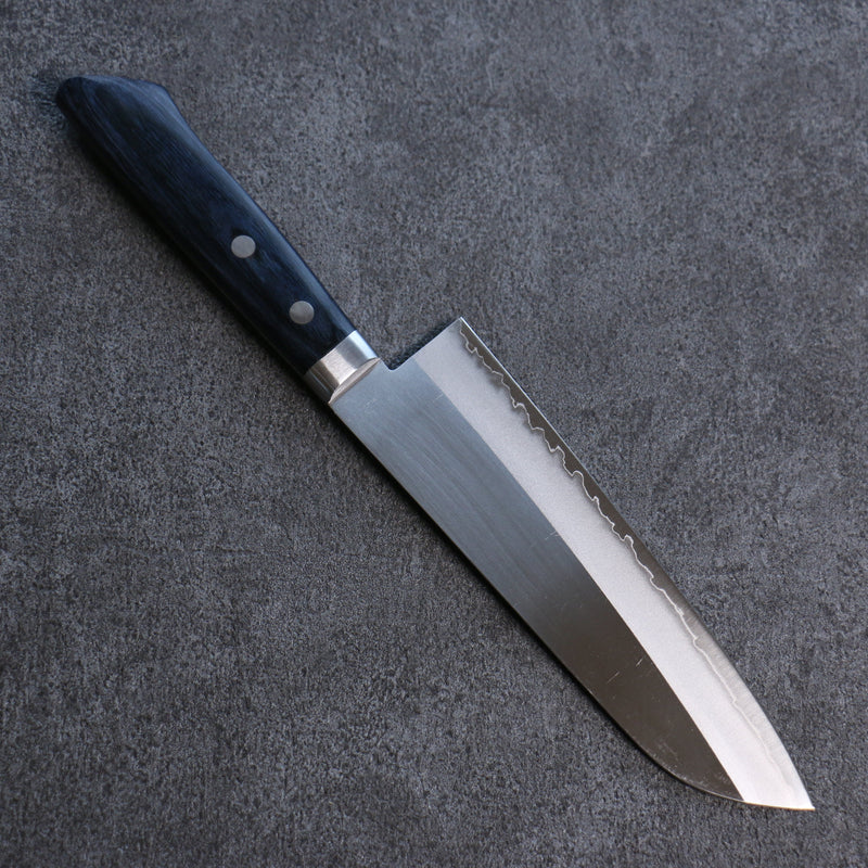 Kunihira VG1 Migaki Terminé Santoku  170mm bleu marine de pakka noir Manipuler - japanny-FR