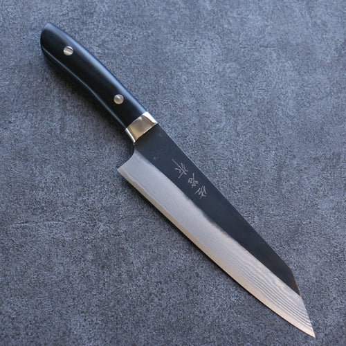 Takeshi Saji Super Bleu Finition noire Damas Kirituke Gyuto  180mm Micarta noir Manipuler - japanny-FR