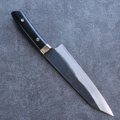 Takeshi Saji Super Bleu Finition noire Damas Kirituke Gyuto  180mm Micarta noir Manipuler - japanny-FR