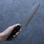 Kunihira Sairyu VG10 Damas Gyuto  170mm bleu marine de pakka noir Manipuler - japanny-FR