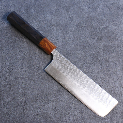 Yoshimi Kato Minamo R2/SG2 Martelé Nakiri  165mm Bois d'ébène Manipuler - japanny-FR