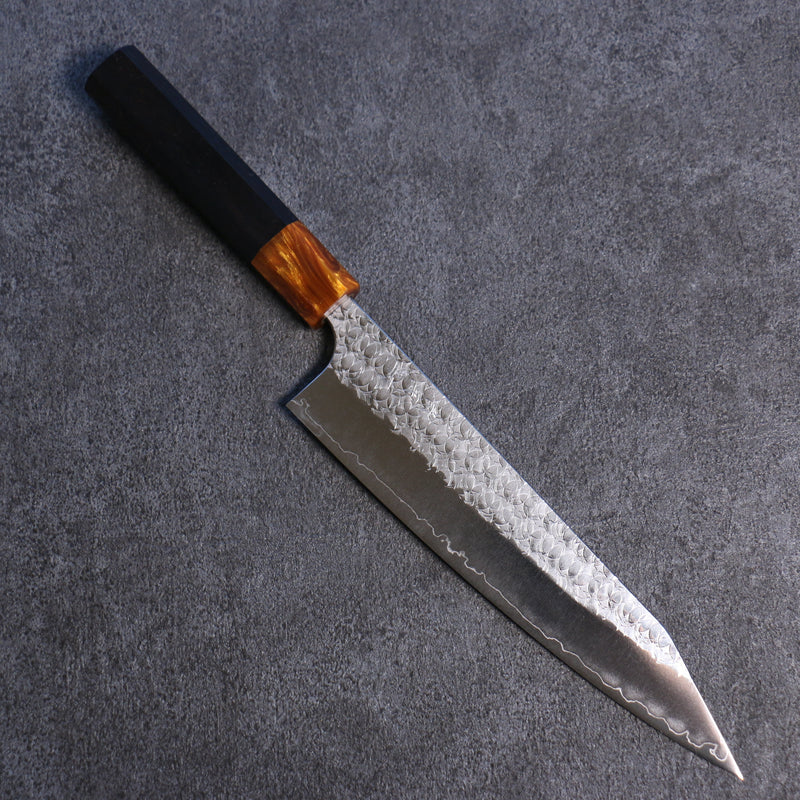 Yoshimi Kato Minamo R2/SG2 Martelé Kirituke Gyuto  210mm Bois d'ébène Manipuler - japanny-FR