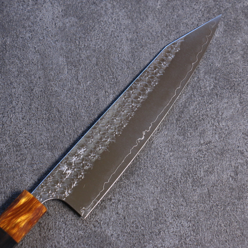 Yoshimi Kato Minamo R2/SG2 Martelé Kirituke Gyuto  210mm Bois d'ébène Manipuler - japanny-FR