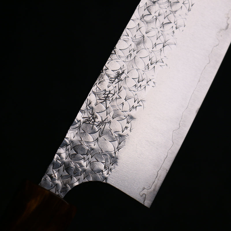 Yoshimi Kato Minamo R2/SG2 Martelé Kirituke Gyuto  210mm Bois d'ébène Manipuler - japanny-FR