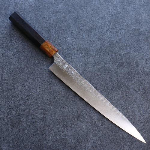 Yoshimi Kato Minamo R2/SG2 Martelé Sujihiki  270mm Bois d'ébène Manipuler - japanny-FR