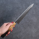 Seisuke SLD Washiji Gyuto Couteau Japonais 210mm Chêne brûlé Manipuler - japanny-FR