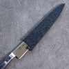 Seisuke Seiten Molybdene Petite-utilité Couteau Japonais 150mm bleu marine de pakka noir Manipuler avec Gaine - japanny-FR