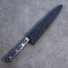 Seisuke Seiten Molybdene Petite-utilité Couteau Japonais 150mm bleu marine de pakka noir Manipuler avec Gaine - japanny-FR