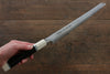 Sakai Takayuki Acier argenté NO.3 Damas Kiritsuke Yanagiba  300mm Ebène avec bague Manipuler Avec gaine - japanny-FR