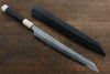 Sakai Takayuki Acier argenté NO.3 Damas Kiritsuke Yanagiba  300mm Ebène avec bague Manipuler Avec gaine - japanny-FR