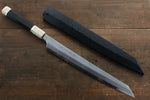 Sakai Takayuki Acier argenté NO.3 Damas Kiritsuke Yanagiba  300mm Ebène avec bague Manipuler Avec gaine - japanny-FR