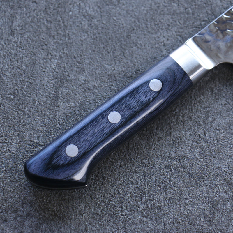 Seisuke Aotsuchi AUS10 Martelé Kiritsuke Santoku Couteau Japonais 195mm bleu marine de pakka noir Manipuler - japanny-FR