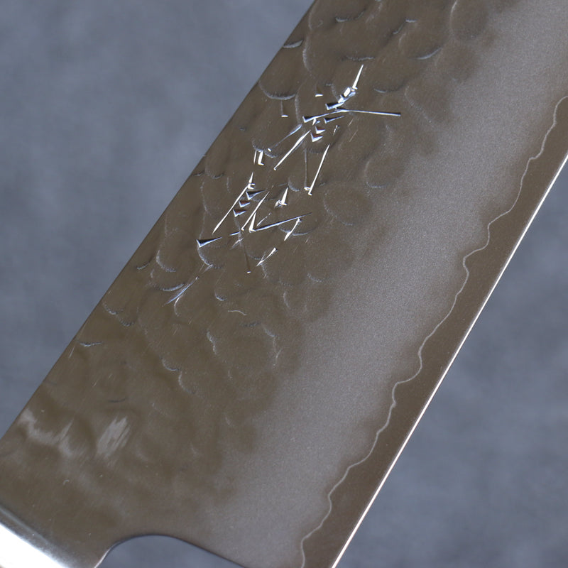 Seisuke Aotsuchi AUS10 Martelé Kiritsuke Santoku Couteau Japonais 195mm bleu marine de pakka noir Manipuler - japanny-FR