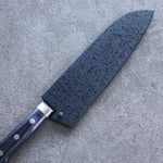 Seisuke Seiten Molybdene Santoku Couteau Japonais 180mm bleu marine de pakka noir Manipuler avec Gaine - japanny-FR