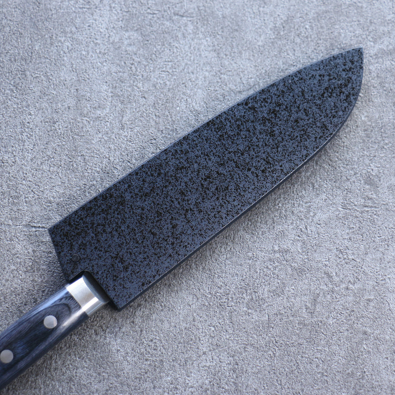 Seisuke Seiten Molybdene Santoku Couteau Japonais 180mm bleu marine de pakka noir Manipuler avec Gaine - japanny-FR