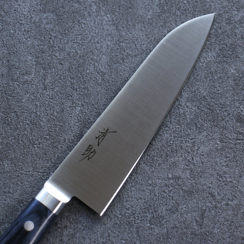 Seisuke Seiten Molybdene Santoku Couteau Japonais 180mm bleu marine de pakka noir Manipuler avec Gaine - japanny-FR