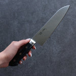 Seisuke Seiten Molybdene Santoku Couteau Japonais 180mm bleu marine de pakka noir Manipuler avec Gaine - japanny-FR