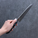 Seisuke Seiten Molybdene Santoku Couteau Japonais 180mm bleu marine de pakka noir Manipuler avec Gaine - japanny-FR