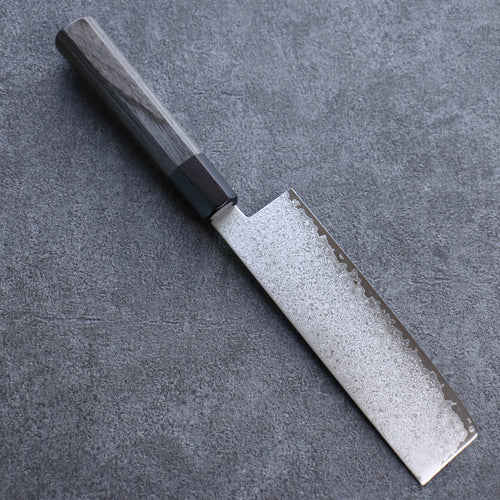 Seisuke VG10 Damas Nakiri Couteau Japonais 180mm Bois de pakka Gris Manipuler - japanny-FR