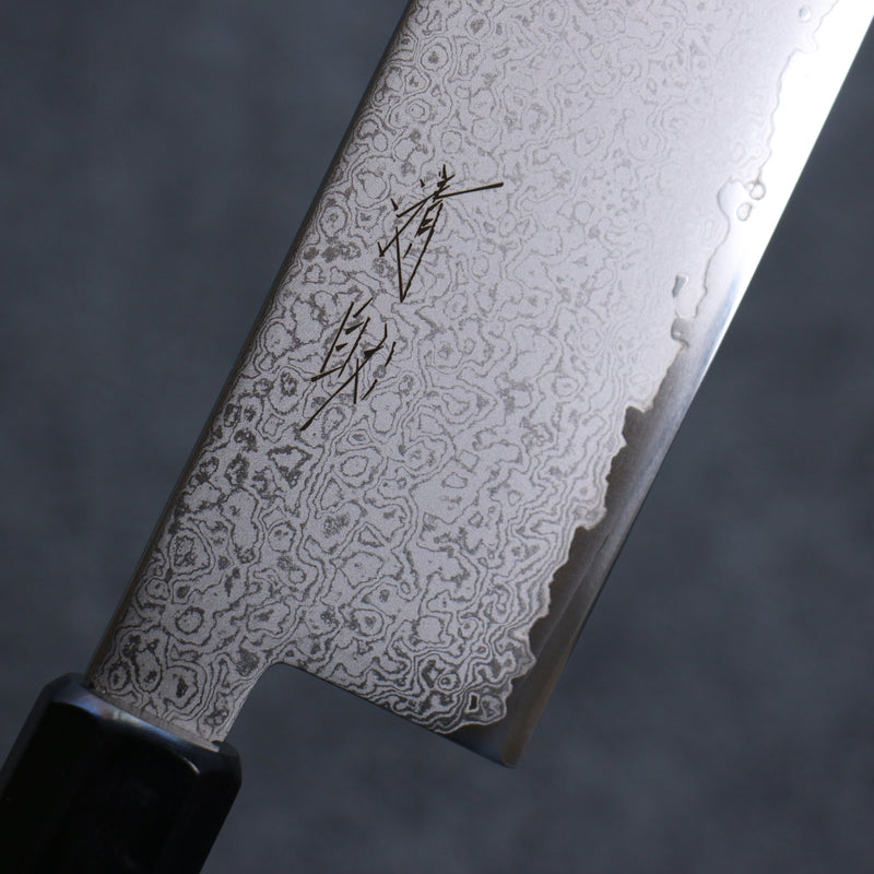 Seisuke VG10 Damas Nakiri Couteau Japonais 180mm Bois de pakka Gris Manipuler - japanny-FR