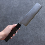 Seisuke VG10 Damas Nakiri Couteau Japonais 180mm Bois de pakka Gris Manipuler - japanny-FR