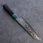 Seisuke AUS10 Miroir Croisé Kiritsuke Santoku Couteau Japonais 180mm Shitan(férule:Bois de Pakka vert) Manipuler - japanny-FR