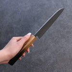 Seisuke SLD Washiji Santoku Couteau Japonais 165mm Chêne brûlé Manipuler - japanny-FR