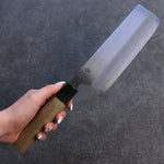 Kikuzuki Acier Blanc No.2 Kasumitogi Nakiri Couteau Japonais 180mm Magnolia Manipuler - japanny-FR