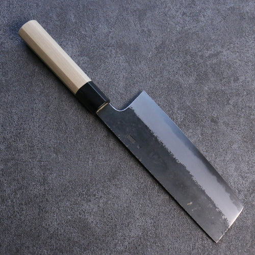 Kikuzuki Acier Blanc No.2 Finition noire Nakiri Couteau Japonais 180mm Magnolia Manipuler - japanny-FR