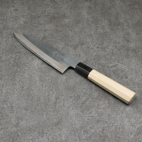 Minamoto Akitada Acier Blanc No.2 Kasumitogi Santoku Couteau Japonais 180mm Magnolia Manipuler - japanny-FR