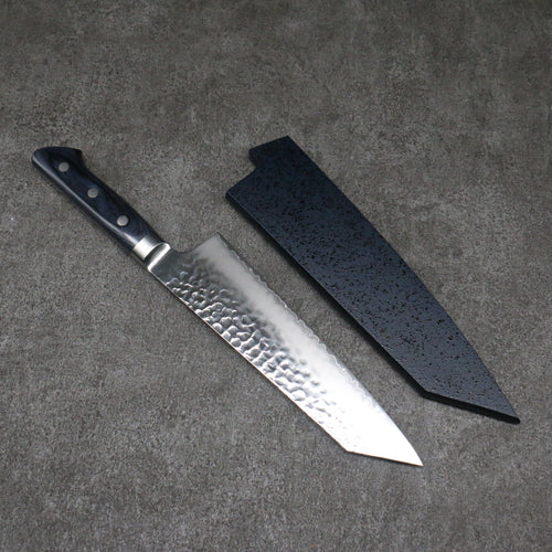 Seisuke Aotsuchi AUS10 Martelé Kiritsuke Santoku 195mm Manipuler bleu marine de pakka noir  avec Gaine - japanny-FR