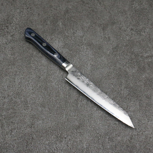 Seisuke Acier Bleu No.2 Nashiji Kiritsuke Petty,Utilité Couteau Japonais 145mm bleu marine de pakka noir Manipuler - japanny-FR