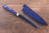 Seisuke Aotsuchi AUS10 Martelé Kiritsuke Petty,Utilité  140mm Bois de pakka bleu Manipuler avec Gaine - japanny-FR