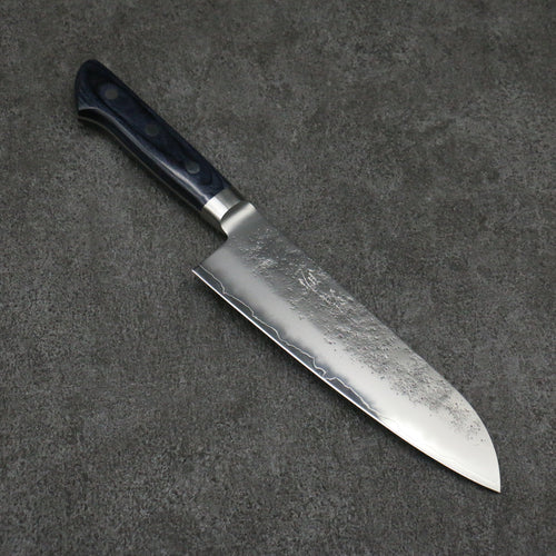 Seisuke Aonashi AUS10 3 couche Nashiji Santoku Couteau Japonais 170mm bleu marine de pakka noir Manipuler - japanny-FR