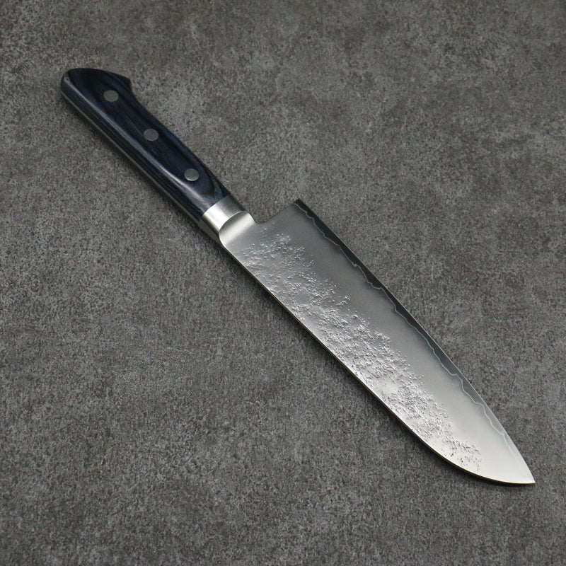 Seisuke Aonashi AUS10 3 couche Nashiji Santoku Couteau Japonais 170mm bleu marine de pakka noir Manipuler - japanny-FR