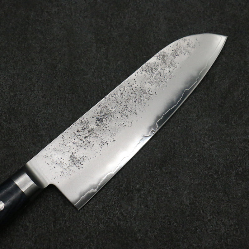 Seisuke Aonashi AUS10 3 couche Nashiji Santoku Couteau Japonais 170mm bleu marine de pakka noir Manipuler - japanny-FR