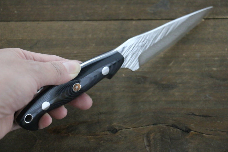 Yu Kurosaki Fujin VG10 Damas couteau de chasseur  100mm Micarta noir Manipuler - japanny-FR