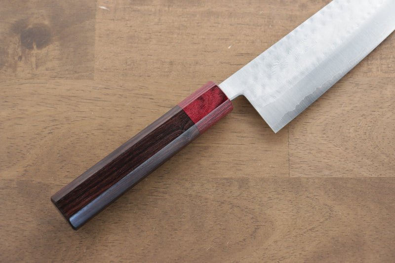 Kunihira VG1 Martelé Santoku  170mm Shitan(férule:bois rouge Pakka) Manipuler - japanny-FR