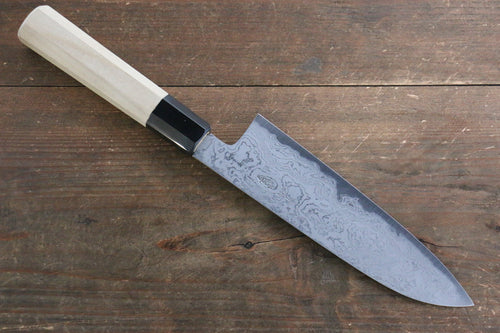 Sakai Kikumori Acier Bleu No.1 Damas Santoku  180mm Magnolia Manipuler - japanny-FR