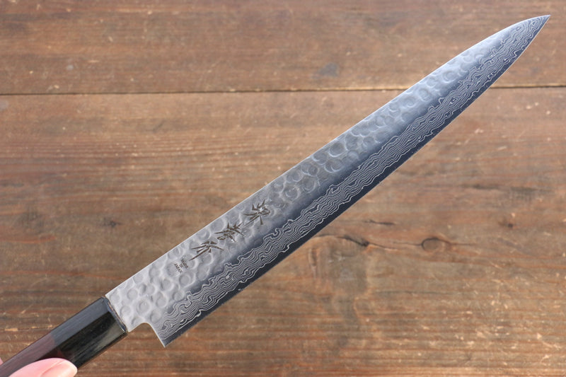 Sakai Takayuki 45 Layer Damascus Japanese Chef's Knife Sujihiki 240mm & Santoku 180mm Set with Shitan Handle - japanny-FR