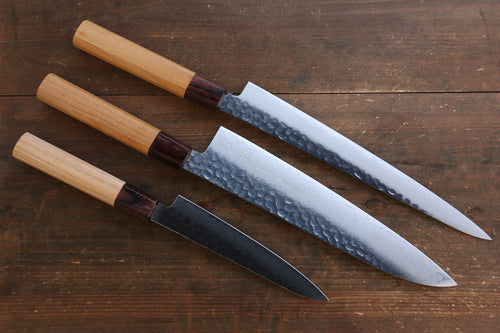 Sakai Takayuki VG10 33 Layer Damascus Japanese Chef Knife Sujihiki 240mm, Gyuto 240mm& Petty 150mm Set with Keyaki Handle(Japanese Elm) - japanny-FR