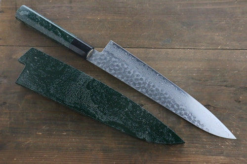 Sakai Takayuki 45 Couche de Damas Martelé Gyuto  240mm Laqué vert Manipuler - japanny-FR