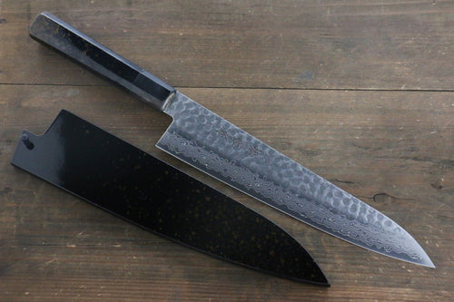 Sakai Takayuki 45 Couche de Damas Martelé Gyuto  240mm Laqué or Manipuler - japanny-FR