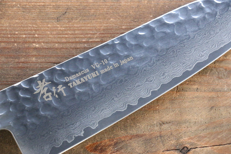 Sakai Takayuki VG10 33 Layer Damascus Japanese Chef Knife Santoku 170mm & Petty 150mm Set with Keyaki Handle(Japanese Elm) - japanny-FR